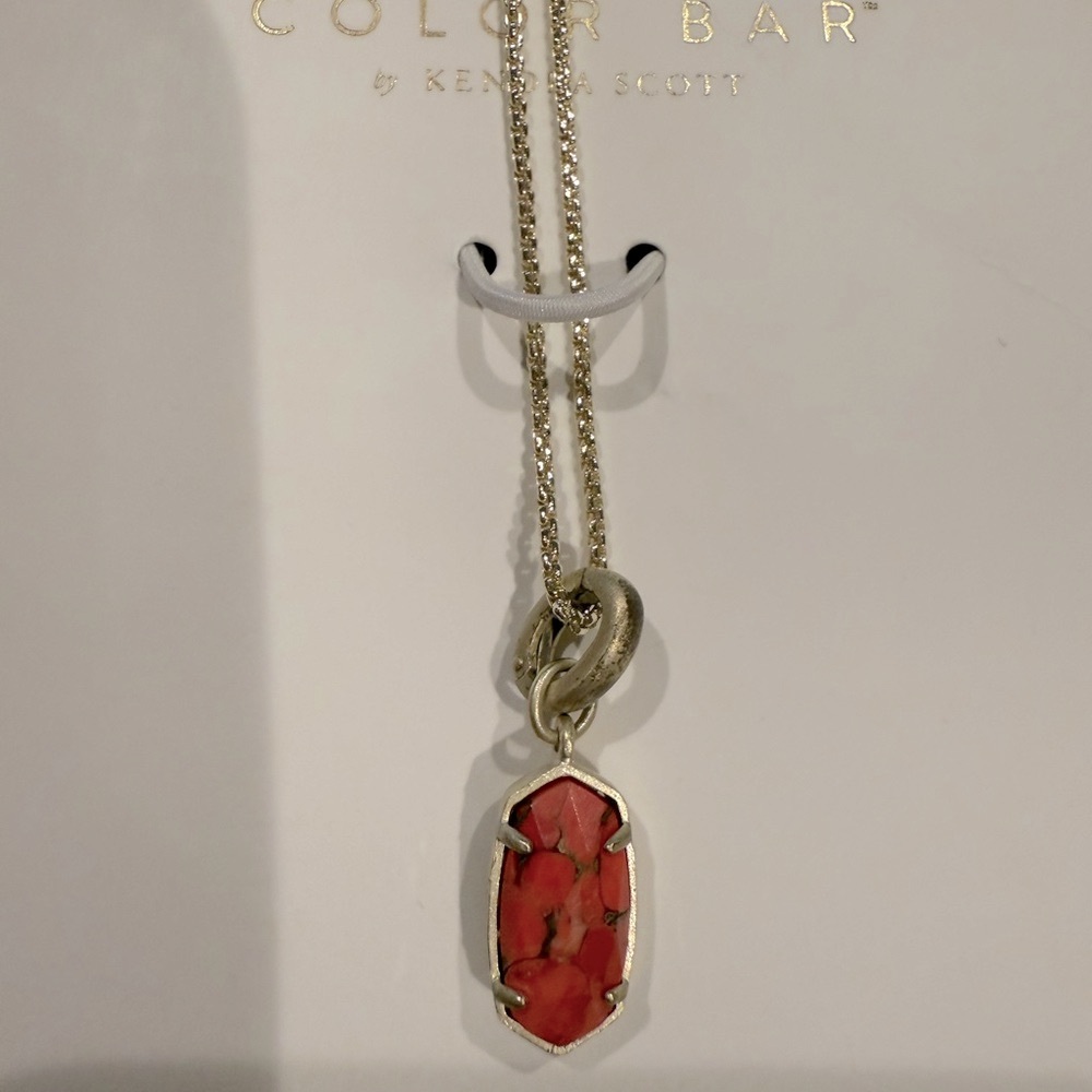 Kendra Scott Gold Necklace with Orange Veined Pendant - Picture 2 of 6